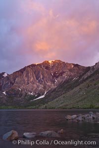 Sunrise and storm clouds over Convict Lake and Laurel Mountain, Eastern Sierra Nevada