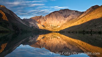 Convict Lake sunrise reflection, Sierra Nevada mountains.