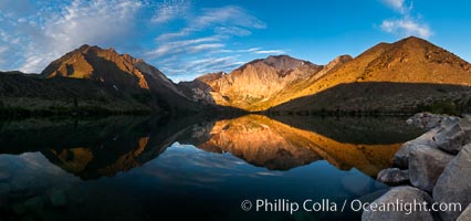 Convict Lake sunrise reflection, Sierra Nevada mountains.