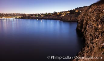 Cormorants rest at night above the La Jolla Caves. La Jolla Sea Caves, the famous La Jolla sea caves lie below tall cliffs at Goldfish Point.