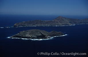 Coronado Islands Mexico. Viewed from north, Middle island in foreground, south island in background, Coronado Islands (Islas Coronado)