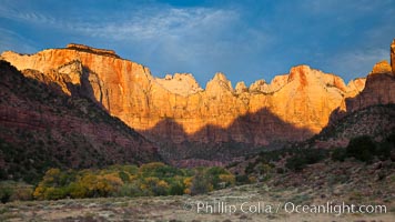 Court of the Patriarchs, sunrise, Zion National Park, Utah