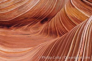 The Wave, an area of fantastic eroded sandstone featuring beautiful swirls, wild colors, countless striations, and bizarre shapes set amidst the dramatic surrounding North Coyote Buttes of Arizona and Utah.  The sandstone formations of the North Coyote Buttes, including the Wave, date from the Jurassic period. Managed by the Bureau of Land Management, the Wave is located in the Paria Canyon-Vermilion Cliffs Wilderness and is accessible on foot by permit only