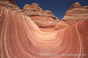 The Wave.  The main corridor of the Wave, a famous and curiously shaped sandstone bowl, North Coyote Buttes, Paria Canyon-Vermilion Cliffs Wilderness, Arizona