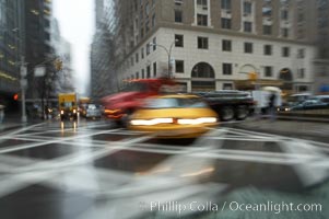 Crazy taxi ride through the streets of New York City. Manhattan, USA, natural history stock photograph, photo id 11196