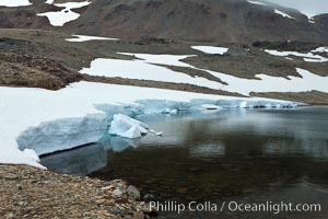 Crean Lake, with permanent ice and snow, near the pass over South Georgia Island between Fortuna Bay and Stromness Bay