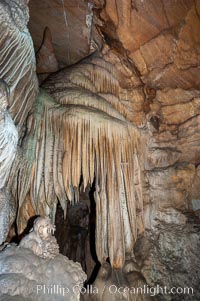 The Pipe Organ, a formation of calcite flowstone and cave curtains. Crystal Cave, Sequoia Kings Canyon National Park, California, USA, natural history stock photograph, photo id 09912