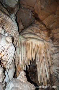 The Pipe Organ, a formation of calcite flowstone and cave curtains. Crystal Cave, Sequoia Kings Canyon National Park, California, USA, natural history stock photograph, photo id 09913