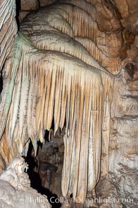 The Pipe Organ, a formation of calcite flowstone and cave curtains. Crystal Cave, Sequoia Kings Canyon National Park, California, USA, natural history stock photograph, photo id 09914