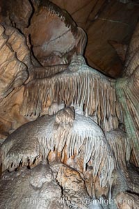 Calcite flowstone and cave curtains. Crystal Cave, Sequoia Kings Canyon National Park, California, USA, natural history stock photograph, photo id 09915