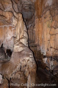 Calcite flowstone and cave curtains, Crystal Cave, Sequoia Kings Canyon National Park, California