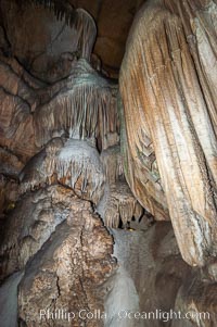 Calcite stalactites and stalagmites, Crystal Cave, Sequoia Kings Canyon National Park, California