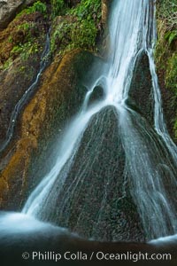 Darwin Falls in Death Valley, near the settlement of Panamint Springs.  The falls are fed by a perennial stream that flows through a narrow canyon of plutonic rock, and drop of total of 80' (24m) in two sections, Death Valley National Park, California