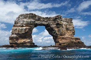 Darwin's Arch, Darwin Island, Galapagos. Darwin's Arch broke and fell into the ocean in June 2021.