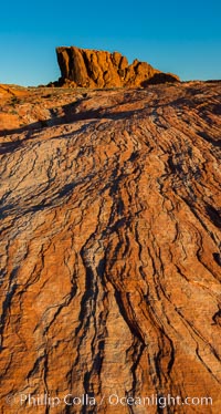 Sunrise lights sandstone rocks, Valley of Fire