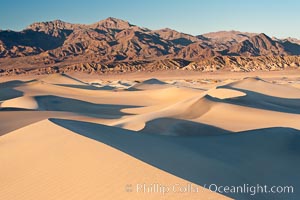 Sand Dunes and the Grapevine Mountains, California.  Near Stovepipe Wells lies a region of sand dunes, some of them hundreds of feet tall, Death Valley National Park