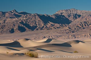 Sand Dunes and the Grapevine Mountains, California.  Near Stovepipe Wells lies a region of sand dunes, some of them hundreds of feet tall, Death Valley National Park