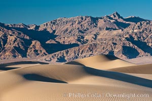 Sand Dunes and the Grapevine Mountains, California.  Near Stovepipe Wells lies a region of sand dunes, some of them hundreds of feet tall, Death Valley National Park