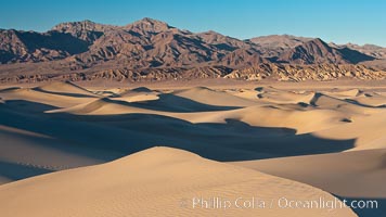 Sand Dunes and the Grapevine Mountains, California.  Near Stovepipe Wells lies a region of sand dunes, some of them hundreds of feet tall, Death Valley National Park