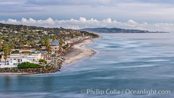 Del Mar beach and homes at sunset