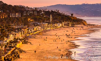 Del Mar Beach at Sunset, northern San Diego County