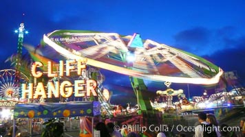 Del Mar Fair rides at night, blurring due to long exposure