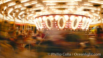 Del Mar Fair rides at night, blurring due to long exposure