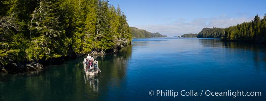 Dive Boat Hurst Island, Browning Pass, aerial photo, Canada