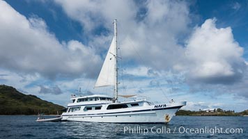 Dive Boat Naia, M/V Naia, at anchor off Wakaya Island, Fiji