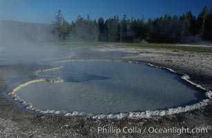 Steam rises from Doublet Pool, Upper Geyser Basin, Yellowstone National Park, Wyoming