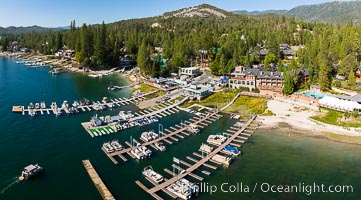 Duceys Resort at Bass Lake near Oakhurst, aerial photo