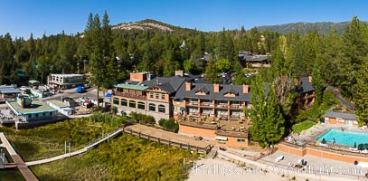 Duceys Resort at Bass Lake near Oakhurst, aerial photo