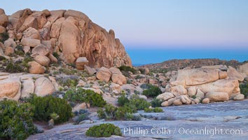 Sunset and Earth Shadow, Jumbo Rocks, Joshua Tree National Park.