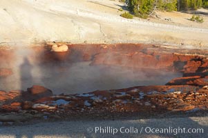 Echinus Geyser just after eruption, notice that its pool is much lowered, Norris Geyser Basin, Yellowstone National Park, Wyoming