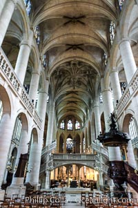 Eglise Saint-Etienne-du-Mont. Saint-Etienne-du-Mont is a church in Paris, France, located on the Montagne Sainte-Genevieve in the Ve arrondissement, near the Pantheon. It contains the shrine of St. Genevieve, the patron saint of Paris
