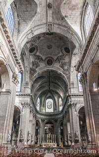 Eglise Saint-Sulpice. Saint-Sulpice is a Roman Catholic church in Paris, France, on the east side of the Place Saint-Sulpice, in the Luxembourg Quarter of the VIe arrondissement. At 113 metres long, 58 metres in width and 34 metres tall, it is only slightly smaller than Notre-Dame and thus the second largest church in the city