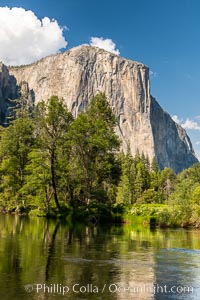 El Capitan and the Merced River in spring, Yosemite National Park. California, USA, natural history stock photograph, photo id 36377