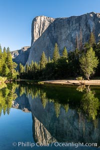 El Capitan reflection mirrored in the Merced River, Yosemite National Park