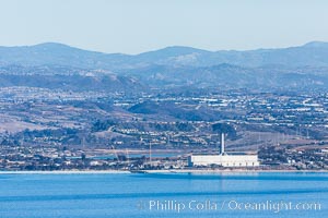 Encina Power Station, a large natural gas and oil-fueled electricity generating plant in Carlsbad, California, aerial photo