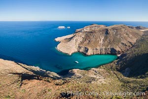 Ensenada el Embudo, Los Islotes in the distance, Aerial Photo, Isla Partida, Sea of Cortez