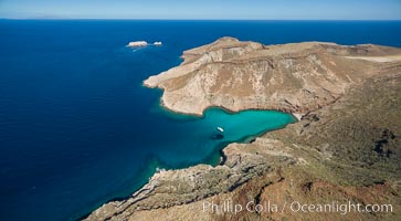 Ensenada el Embudo, Los Islotes in the distance, Aerial Photo, Isla Partida, Sea of Cortez