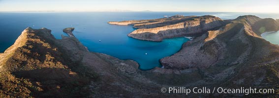 Ensenada Grande at Sunrise, Isla Partida, Sea of Cortez, Aerial Photo