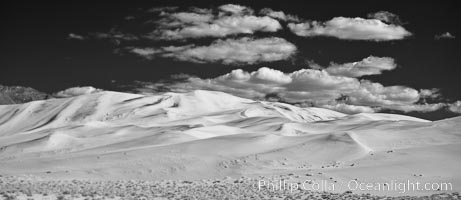 Eureka Dunes.  The Eureka Dunes are California's tallest sand dunes, and one of the tallest in the United States.  Rising 680' above the floor of the Eureka Valley, the Eureka sand dunes are home to several endangered species, as well as "singing sand" that makes strange sounds when it shifts, Death Valley National Park