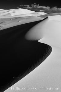 Eureka Sand Dunes, infrared black and white.  The Eureka Dunes are California's tallest sand dunes, and one of the tallest in the United States.  Rising 680' above the floor of the Eureka Valley, the Eureka sand dunes are home to several endangered species, as well as "singing sand" that makes strange sounds when it shifts, Death Valley National Park
