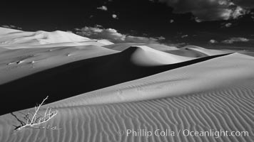 Eureka Sand Dunes, infrared black and white.  The Eureka Dunes are California's tallest sand dunes, and one of the tallest in the United States.  Rising 680' above the floor of the Eureka Valley, the Eureka sand dunes are home to several endangered species, as well as "singing sand" that makes strange sounds when it shifts, Death Valley National Park