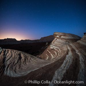 The Fire Wave at night, lit by the light of the moon.