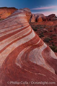 The Fire Wave, a beautiful sandstone formation exhibiting dramatic striations, striped layers in the geologic historical record, Valley of Fire State Park
