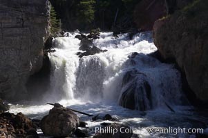 Firehole Falls drops 40 feet in the narrow Firehole Canyon, Yellowstone National Park, Wyoming