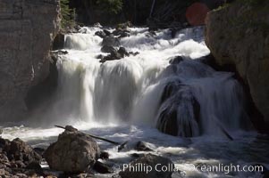 Firehole Falls drops 40 feet in the narrow Firehole Canyon, Yellowstone National Park, Wyoming