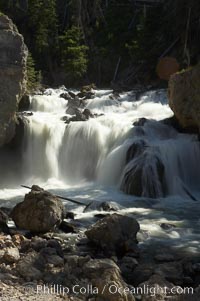 Firehole Falls drops 40 feet in the narrow Firehole Canyon, Yellowstone National Park, Wyoming